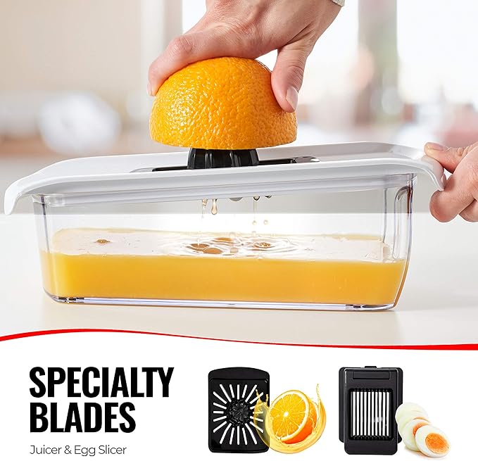 Fullstar Mandoline Slicer for Kitchen, Fruit Cutter, Cheese Grater, Cucumber Slicer, Veggie Spiralizer, Food Cutter & Kitchen Gadgets & Gifts with Safety Glove (11 in 1, White)