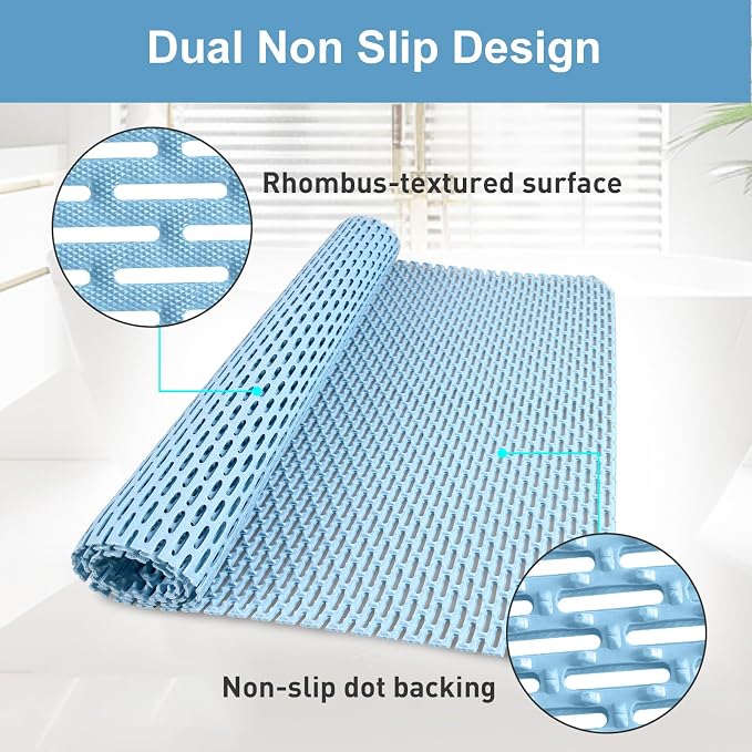 Non Slip Shower Mat: 35"x24" Extra Large Shower Mats for Inside Shower,Trimmable PVC Anti Slip Shower Stall Mats, No Odor, Quick Drying Shower Mats for Floor, Bathroom, Home, Kitchen, Hotel