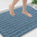 Smiry Bathroom Rugs Mat 30x18, Extra Soft Absorbent Chenille Bath Rugs, Non Slip Rubber Backing Machine Washable Quick Dry Bath Mats for Bathroom Floor, Tub, Shower, Home Accessories, Grayish Blue