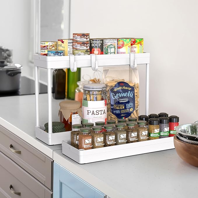 Simple Houseware 3-Tier Slim/Narrow Storage Cart with Handle, 5.5'' Wide x 27.5'' Height Rolling Organizer for Kitchen, Bathroom, Laundry Room - White