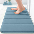 OLANLY Memory Foam Bath Mat 24x16, Super Soft Absorbent Bathroom Rugs, Quick Dry, Machine Washable Shower Floor Rugs, Bathmat Carpet, Bathroom Home Decor Accessories, Airy Blue