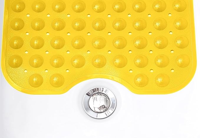 Extra-Long Non-Slip Bathtub & Shower Mat 39”x16” (Smooth/Non-Textured Tubs Only) Safe, Clean, Machine-Washable, Superior Grip&Drainage, Vinyl, Opaque Yellow