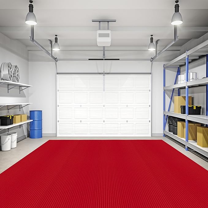 Ottomanson 6'6" x 43' Hallway Runner with Scraper Pile Extra Durable Non-Slip Rug Mat for Indoor & Outdoor Use - Ideal for Kitchen, Entryway, Patio & Garage - High-Traffic Carpet, Red