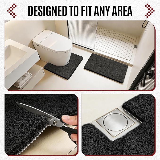 Joyhalo Shower Mats for Showers Anti Slip for Elderly, 30'' x 17'' Non Slip Bath Mat for Inside Shower, Bath Tub Mats for Bathroom Non Slip for Shower, PVC Loofah Bathroom Mats, Black