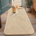 Smiry Dog Door Mat for Muddy Paws 48x30, Absorbent Dirt Trapper, Non-Slip Washable Chenille Entryway Rug for Inside Floor, Beige, Classic Solid