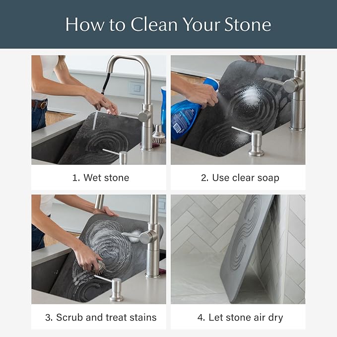 Dorai Home Stone Bath Mat - Premium Diatomaceous Earth Bath Floor Mats with Non-Slip Base, Fast-Drying Modern Shower Mat for Bathroom | Rain Ash - 23.6"x15.4"