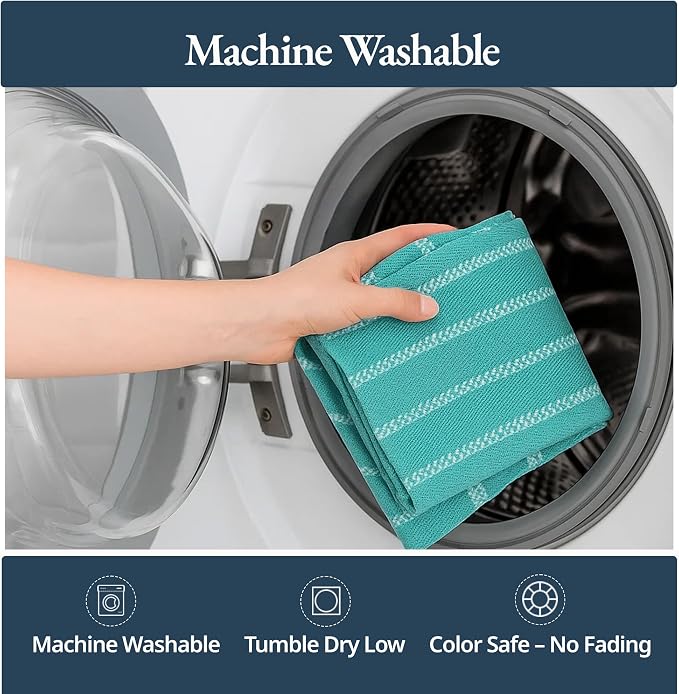 LANE LINEN Kitchen Towels Set - Pack of 4 Cotton Dish Towels for Drying Dishes, 18”x 28”, Absorbent Tea Towels, Quick Drying Kitchen Towel Set - Peacock Blue