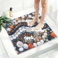 Square Shower Mat, Yonala 27 x 27 Inch Stylish Non Slip Shower Mats for Inside Shower with Central Drain Hole, Soft Trimmable PVC Loofah Anti Slip Shower Mat for Walk in Shower Stall, Quick Drying