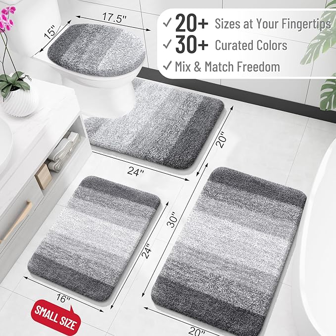 OLANLY Large Bathroom Rugs Mat 47x32, Extra Soft Absorbent Microfiber Bath Rugs, Rubber Backing, Quick Dry, Machine Washable Bath Mats for Bathroom Floor, Tub and Shower, Home Decor Accessories, Grey