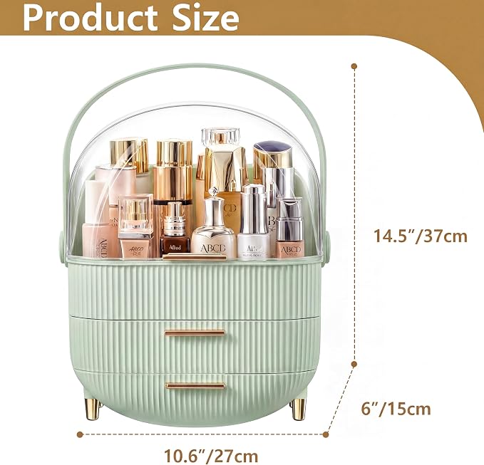 Makeup Organizer Skincare Organizers - Cosmetic Display Cases with Transparent Cover, SkinCare Organizers for Bathroom Countertop, Bedroom Vanity Desk, Lipstick Organizer, White