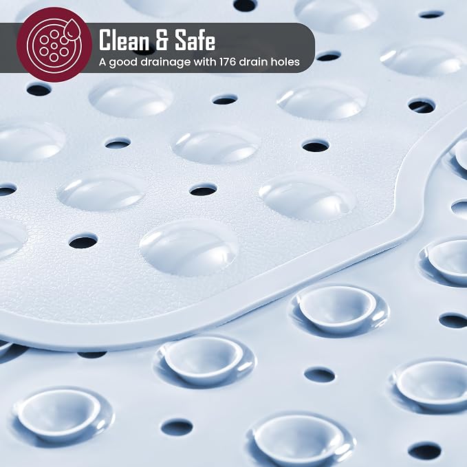 LDC Bath Mat for Tub, Inside Shower Bathtub Mat with Drain Holes and Suction Cups, Anti Slip Bath Mat Inside Tub Extra Long, 40x16 - White