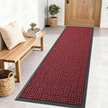 OLANLY Front Door Mat Outside Entrance 71x23, Absorbent, Heavy Duty Sturdy Natural Rubber Doormat Indoor Outdoor, Non-Slip, Stain and Fade Resistant, Low Profile Floor Mat for Entryway, Black Red