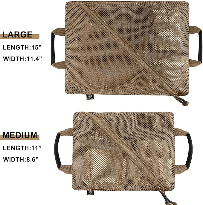 PETAC GEAR Tactical Storage Mesh Pouch Set,Insert Modular Utility Admin Pockets,Travel Organizer EDC Bag