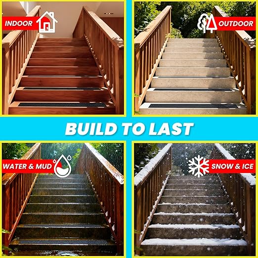 LifeGrip Anti Slip Traction Treads (15-Pack), 6 inch X 24 inch, Best Grip Tape Grit Non Slip, Outdoor Non Skid Tape, High Traction Abrasive Adhesive for Stairs Step, Black