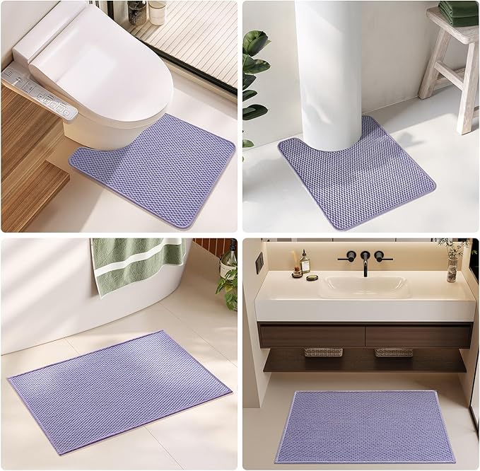 TYUU Bathroom Rugs Non Slip Washable, Super Absorbent Thin Bath Mat Small Quick Dry Low Pile Bathroom Rug, Lavender 20"x30"