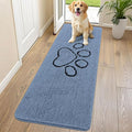 Smiry Dog Door Mat for Muddy Paws, Absorbent Dirt Trapper Non Slip Quick Dry Washable Chenille Mat for Mud Dogs, Entry Rug for Indoor and Outdoor (70x24 Inches, Airy Blue and Black)