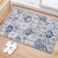 Lahome Moroccan Trellis Washable Rug, 2x3 Kitchen Rugs for Entryway Bathroom, Non-Slip Indoor Door Mat Ultra-Thin, Small Oriental Throw Carpet for Bedroom Entry Elise, White/Royal Blue
