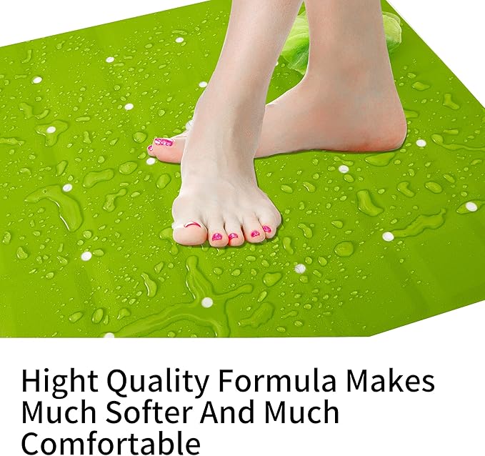Webos Shower Mat for Textured Surface：Silicone Non Slip Shower Mat Without Suction Cups Foldable - Square Bath Mat for Reglazed Tub Textured Shower Floor (Green, 21x21)