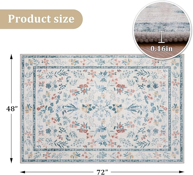 chakme Office Chair Mat for Hardwood Floor, 72"x48" Easy Glide Computer Desk Mat Protector for Rolling Chair Under Desk Rug Nonslip Backing, Machine Wash, (Floral)