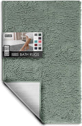Hearth & Harbor Bathroom Rugs, Chenille Bath Mat - Machine Washable Bath Mats for Bathroom Non-Slip Backing Rubber, Quick Dry Bathroom Mat, 20 x 32 - Ice Green