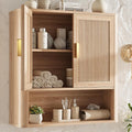 INNOD Bathroom Wall Storage Cabinet, Medicine Cabinet with Adjustable Wood Shelf & Doors, Over the Toilet Storage Cabinet for Laundry Room & Living Room Kitchen Storage Islands (Natural Oak)