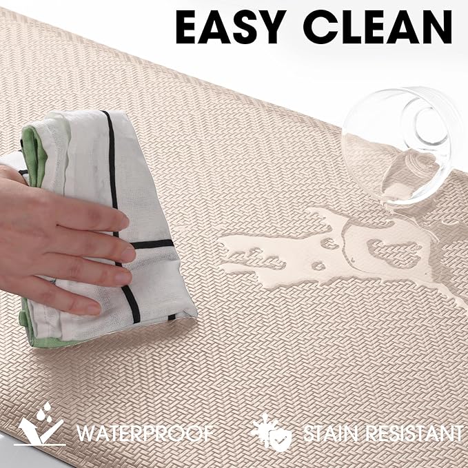 Mattitude Kitchen Mat Cushioned Anti-Fatigue Floor Mat Water Resistant Non-Slip Mats and Rugs Standing and Comfort Desk Mats for House Sink Office Laundry (Beige, 17.3"x60")