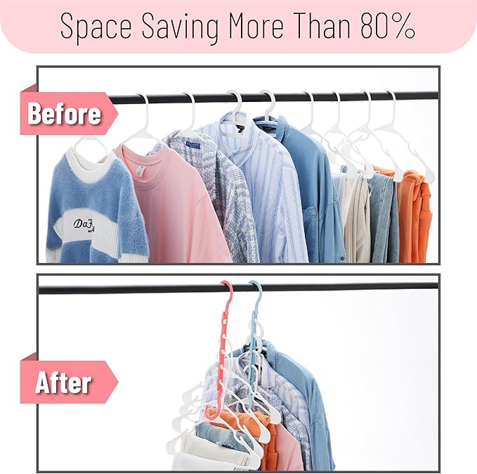 Mr. Pen- Space Saving Hangers, 8 pcs, 360° Rotating Hooks, Magic Cascading Hanger Organizer with 5 Enclosed Slots, Closet Organizers and Storage for Clothes, College Dorm Room Essentials