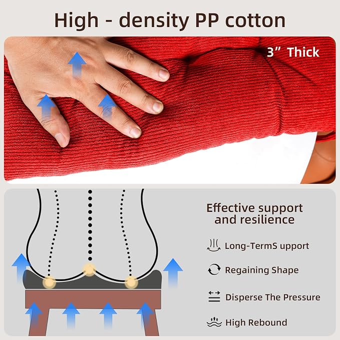 HLOVME Corduroy Chair Cushion with Ties Ultra Soft Warm Floor Cushion for Kids Reading Nook Comfortable Square Seat Cushion for Adult 15.7”x15.7”, Khaki