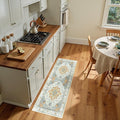 RELEANY Area Rugs Runner 2'x5' Washable Non-Slip, Floral Vintage Distress Medallion Carpet for Kitchen Hallway Bedroom Beside Laundry Room Bathroom, Beige Carbon Grey Orange