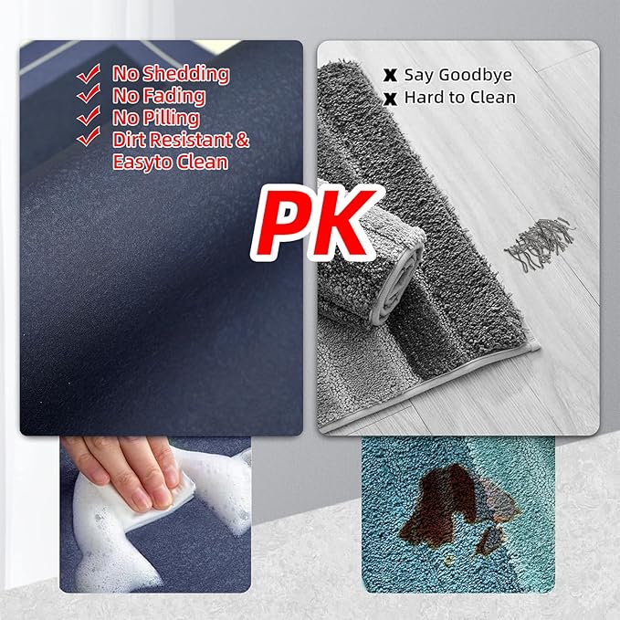 Mordem Diatomaceous Earth Bath Mat Super Absorbent Quick Dry Bath Mat, Bathroom Rugs Non Slip Washable, Thin Blue Bathroom Floor Mats-Shower Rug for in Front of Bathtub Shower, Easy Care,15.7"x23.6"