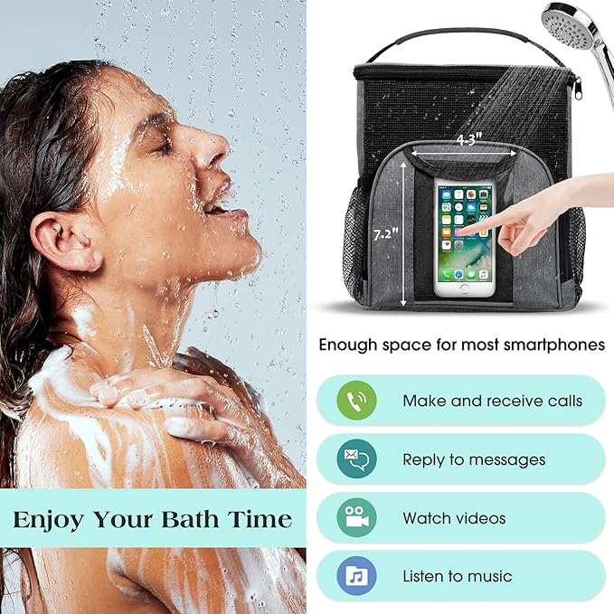 Attmu Mesh Shower Caddy Portable Dorm Tote Bag, Quick Dry Hanging Toiletry Bag, Large Capacity Shower Bag for College Dorm Room Essentials for Boys and Girls for Bath Camping (Gray)