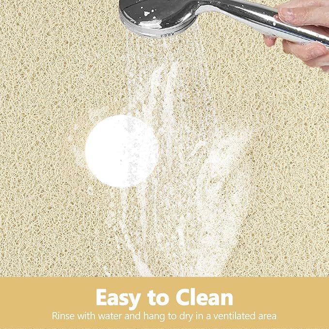 Shower Mat Non Slip: 21 x 21 Inch Square Shower Mats with Drain Hole in Middle - Soft Loofah Quick Drying Matt for Shower Stall