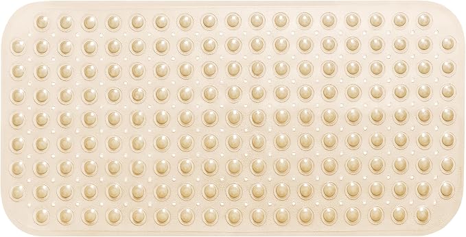 Large Non-Slip Bathtub & Shower Mat 31"x16" (Smooth/Non-Textured Tubs Only) Safe, Clean, Machine-Washable, Superior Grip&Drainage, Vinyl, Transparent Light Brown,Medium