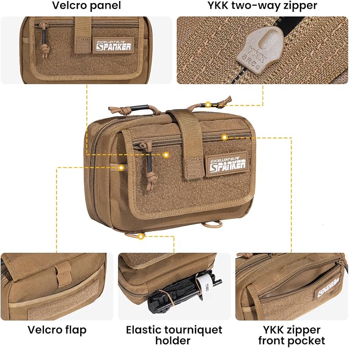 EXCELLENT ELITE SPANKER Tactical First Aid Pouch IFAK Rip Away Molle EMT Pouch Compact Admin Pouch Medical Utility Pouch Emergency Survival Kits for Tactical Vest,Backpack