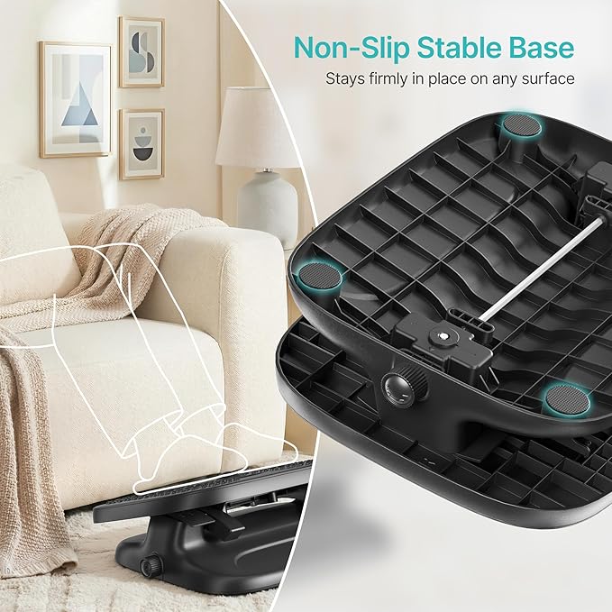 PEGZONE Under Desk Footrest, Adjustable Foot Rest with Height and Degree Angle,Ergonomic Desk Foot Rest with Massage Texture, Foot and Leg Rest for Home & Office