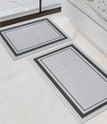 chakme 2 Piece Bathroom Rug Set, Ultra Thin Bath Mat, Quick Dry, Absorbent, Non Slip, Machine Washable, Light Grey, 17"x24"+17"x32"