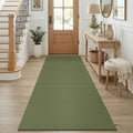 KOZYFLY Cotton Runners for Hallway 3x8, Wide Washable Runner Rug, Woven Non Slip Kitchen Runner, Braided Entryway Rug, Floor Carpet for Foyer, Bedroom, Hall, Olive Green/Earthy Green