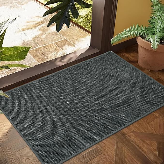 Maximum Non-Slip Indoor Door Mat, Long-Lasting, Soft & True Color with Rubber Backing, Washable & Stain-Resistant Entryway Mats with Powerful Dirt Trapper for Various Entrance, 17''x29'', Gray