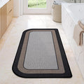 YDKGL Bathroom Runner Rug, Thin Bath Mat Non Slip Washable Large Bathroom Rugs, Rubber Backing Quick Dry for Floor, Tub and Shower, Grey Black 24x48