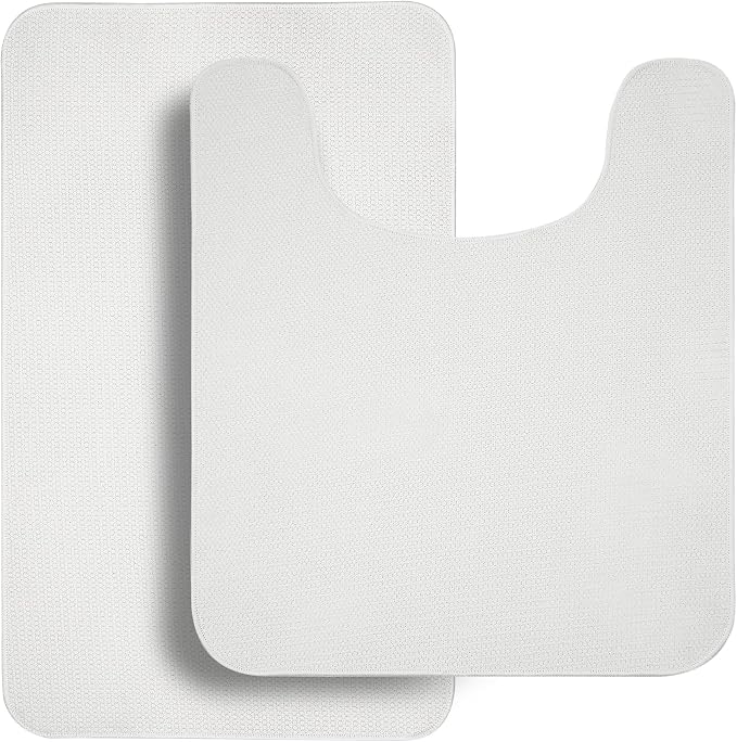 Bosap Bathroom Rugs Set 2 Pieces,Thin Bathroom Mats,Toilet Rugs,Quick Dry,Non-Slip,Machine Washable,Low Pile,Absorbent Bath Mats,Shower,Sink,Home Decor Accessories.Cream,1'5"x2'3"+1'8"x2" U Shape