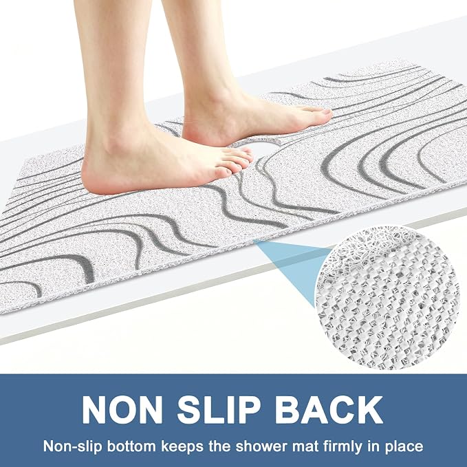 Square Shower Mat Non Slip: 24x24 Inch Extra Large Shower Mats for Inside Shower, Non Slip Shower Mat with Drain Hole in Middle- Anti Slip Shower Floor Mat, Loofah Shower Stall Mats for Elderly