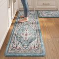 Collive Boho Kitchen Rugs and Mats 2PCS Cushioned Anti-Fatigue Floor Mat, Waterproof Kitchen Rug Set of 2 Non-Skid Comfort Standing Mat for Kitchen,Home,Office,Sink,Laundry,17.3"x29"+17.3"x59"