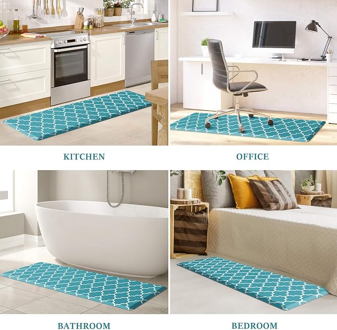 WISELIFE Kitchen Mat Cushioned Anti-Fatigue Kitchen Rug,17.3"x 60",Non Slip Waterproof Kitchen Mats and Rugs Heavy Duty PVC Ergonomic Comfort Mat for Kitchen, Floor Home, Office, Sink, Laundry, Green