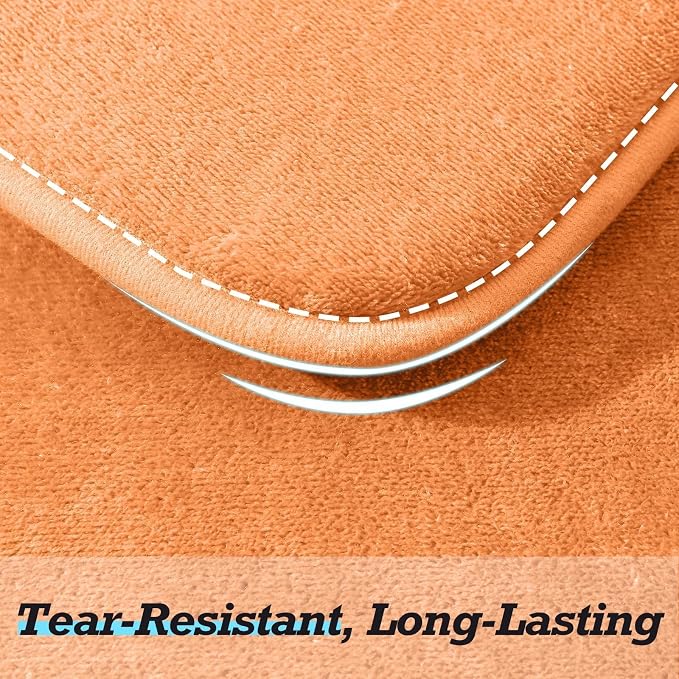 HUXMEYSON Bathroom Rugs Sets 3 Piece, Non-Slip & Quick Dry Bath Mat Set, Ultra Soft Velvet Bath Rugs for Bathroom, Toilet and Shower Floor, Orange