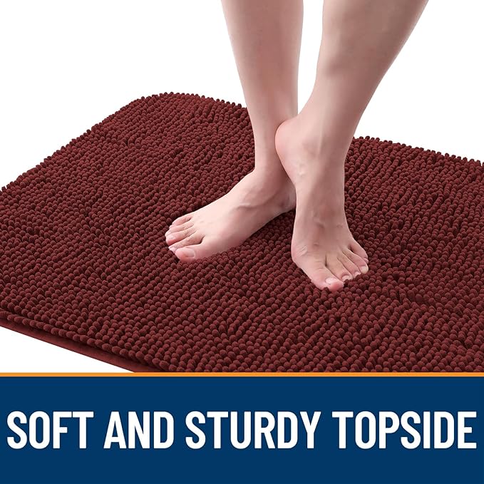 OLANLY Dog Door Mat for Muddy Paws 70x32, Absorbs Moisture and Dirt, Absorbent Non-Slip Washable Doormat, Quick Dry Chenille Mud Mat, Entry Indoor Entryway Carpet for Inside Floor, Caramel Russet