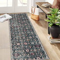 Lahome Moroccan Hallway Rug, 2'5''x8' Kitchen Runner Rugs Non Skid Washable Runners for Hallways, Ultra-Thin Oriental Carpet for Entryway Laundry Room Bedroom Bathroom Elise, Black/Multi