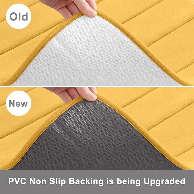 Buganda Memory Foam Bath Mat, 59" x 20", Ultra Soft and Non-Slip Bathroom Rugs, Water Absorbent and Machine Washable Bath Rug Runner for Bathroom, Shower, and Tub, Yellow