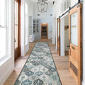 Lahome Moroccan Hallway Runner Rug Non Slip, 2x10 Washable Runner Rugs for Hallway 2x10 Vintage Ultra-Thin Throw Long Carpet for Kitchen Entryway Bedroom Laundry Room Elise, Blue