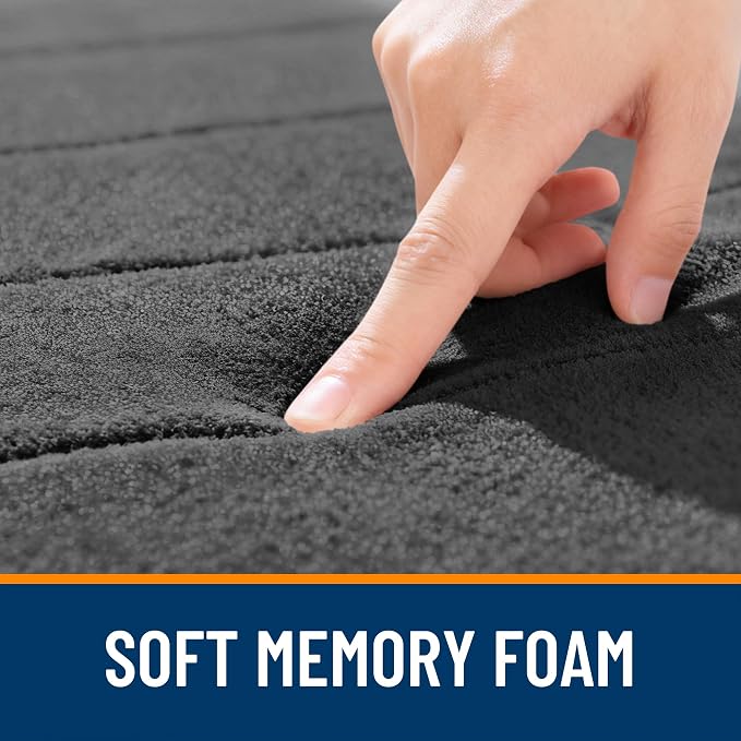 OLANLY Memory Foam Bath Mat 40x24, Super Soft Absorbent Bathroom Rugs, Quick Dry, Machine Washable Shower Floor Rugs, Bathmat Carpet, Bathroom Home Decor Accessories, Black