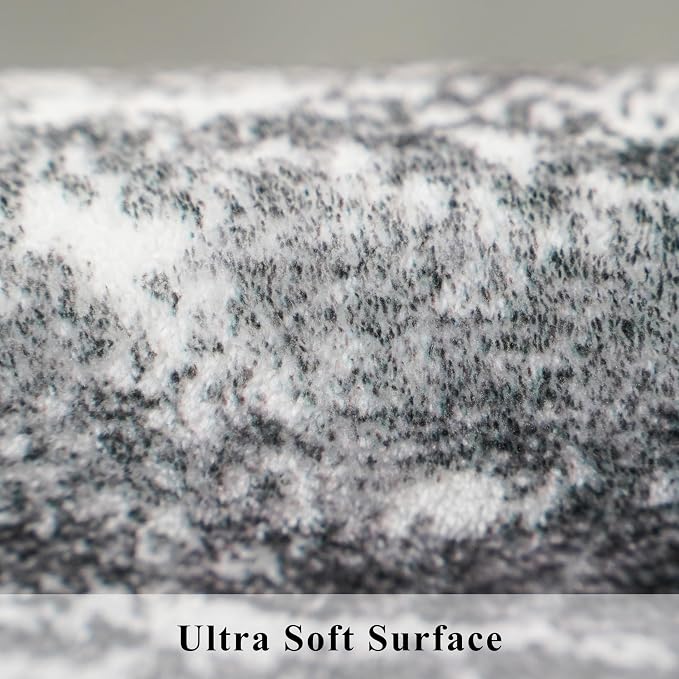 Abstract 14ft Long Runner Rug: Non-Slip Washable Rug Runner Low-Pile Soft Beside Carpet Indoor Farmhouse Entryway Floor Mat Bathroom Living Room Cozy Stain Resistant Area Rugs(2'6x14,Black/Grey)